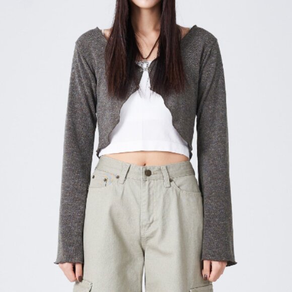 acubi club hook cardigan khaki green - Picture 2 of 7